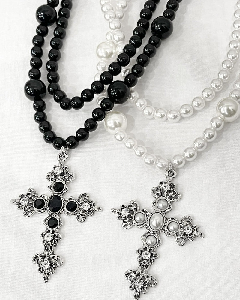 受注制【Rosen Kreuz】pearl cross 2 necklace