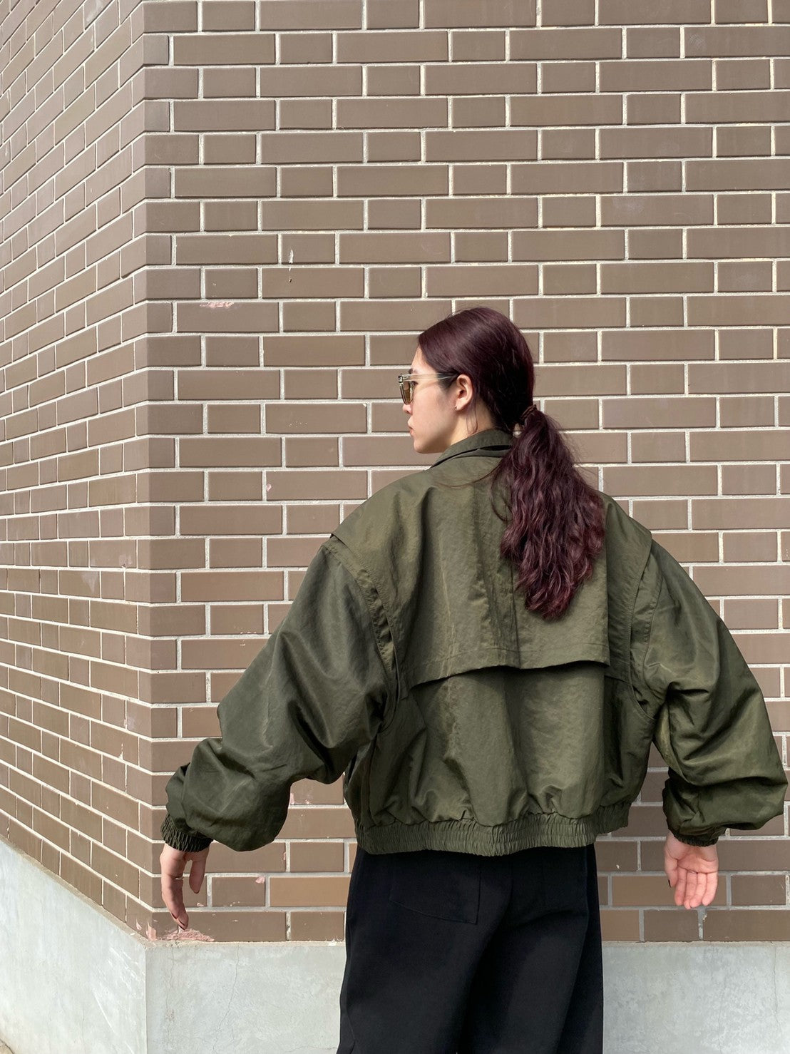 受注制【Chikashitsu +】design cropped blouson (2color)