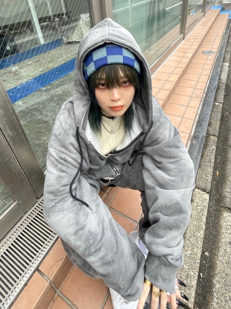 受注制【Never mind the XU】set up tie-dye zip up hoodie (2color)