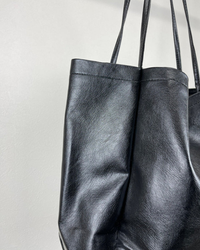 受注制【Chikashitsu +】big leather tote bag