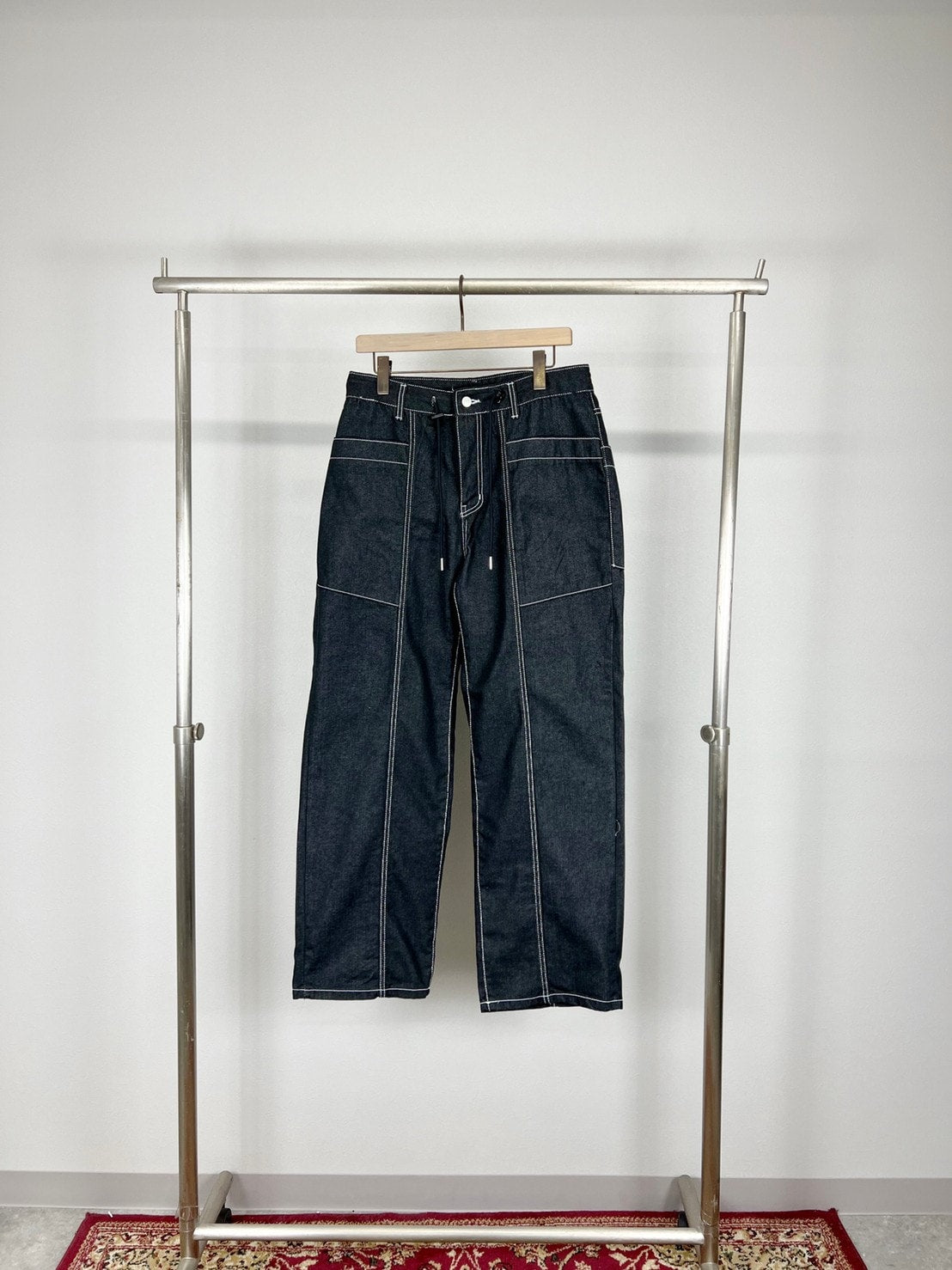 受注制【Chikashitsu +】set up stitch denim easy pants
