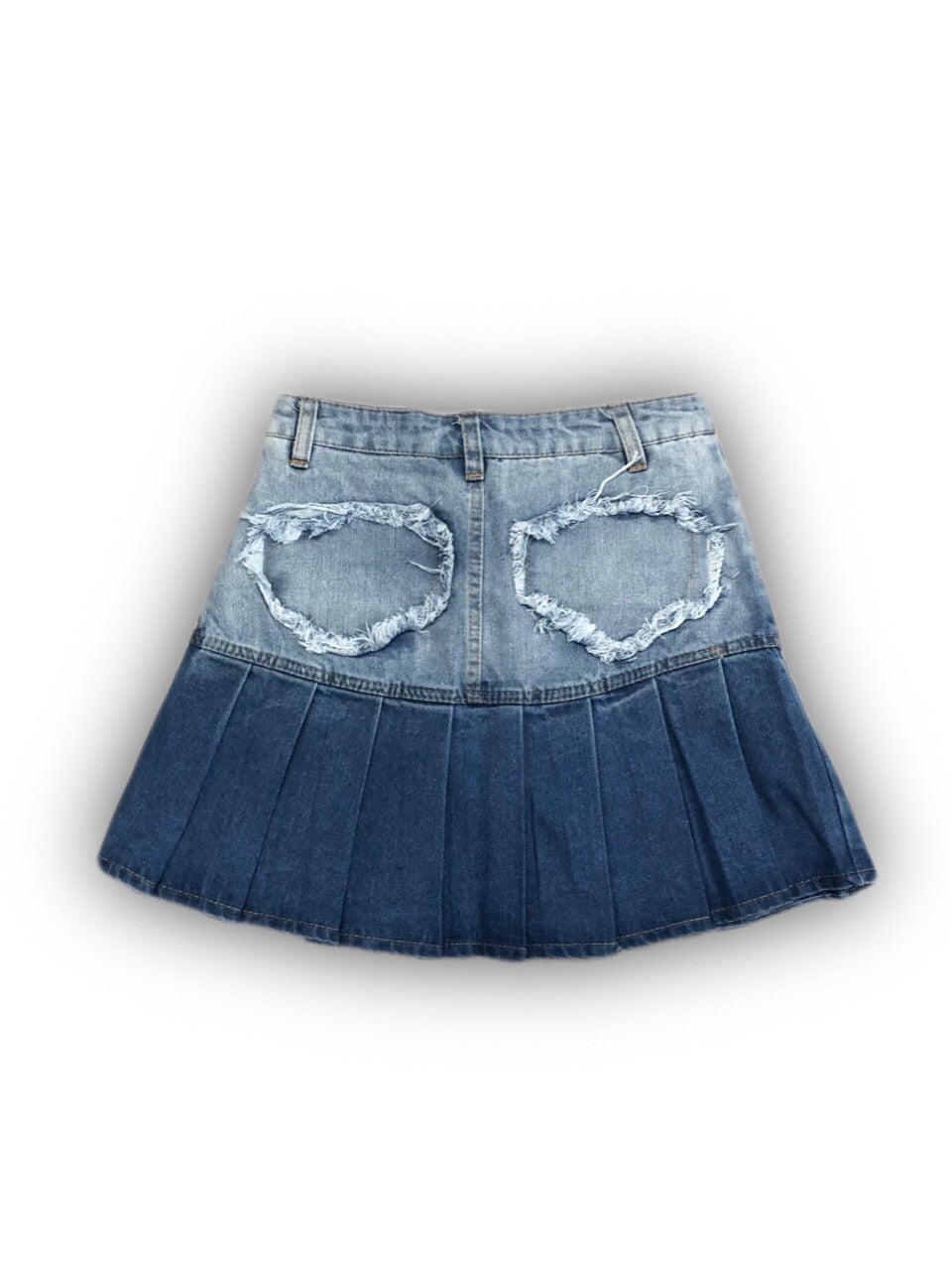 受注制【Never mind the XU】heart pocket pleats denim skirt (2color)