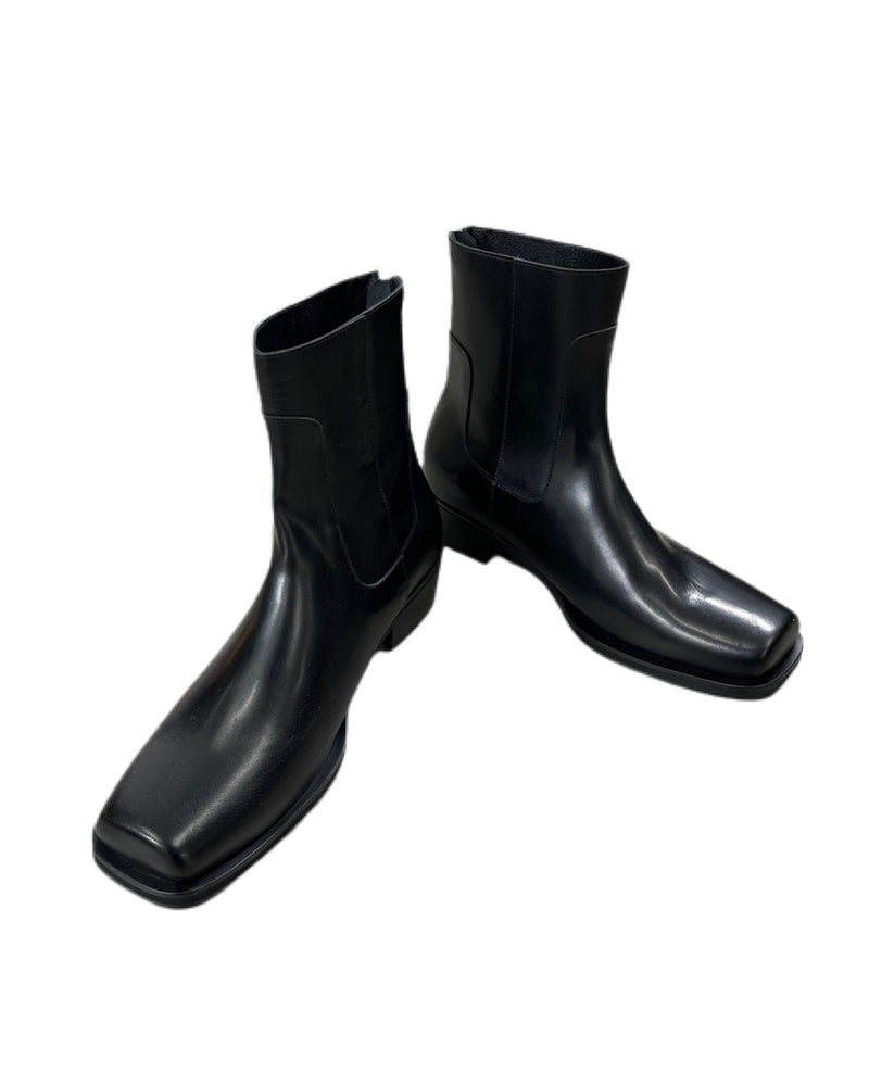 受注制【Chikashitsu +】square toe heel boots (2color)