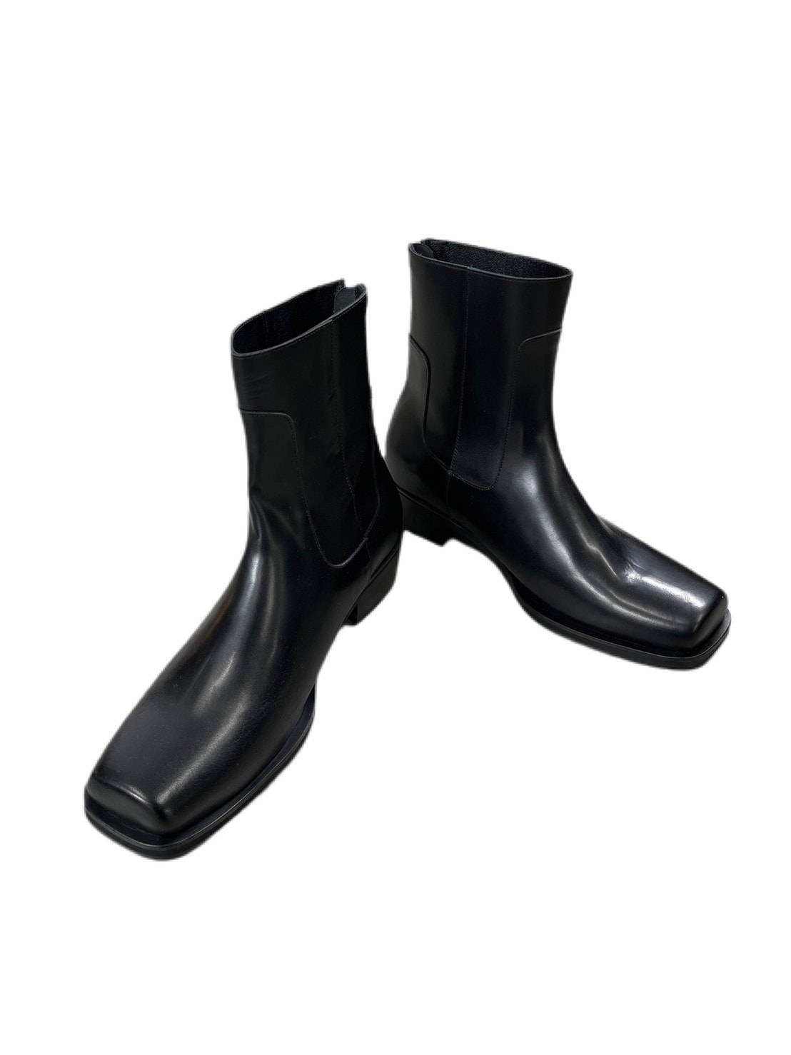 受注制【Chikashitsu +】square toe heel boots (2color)