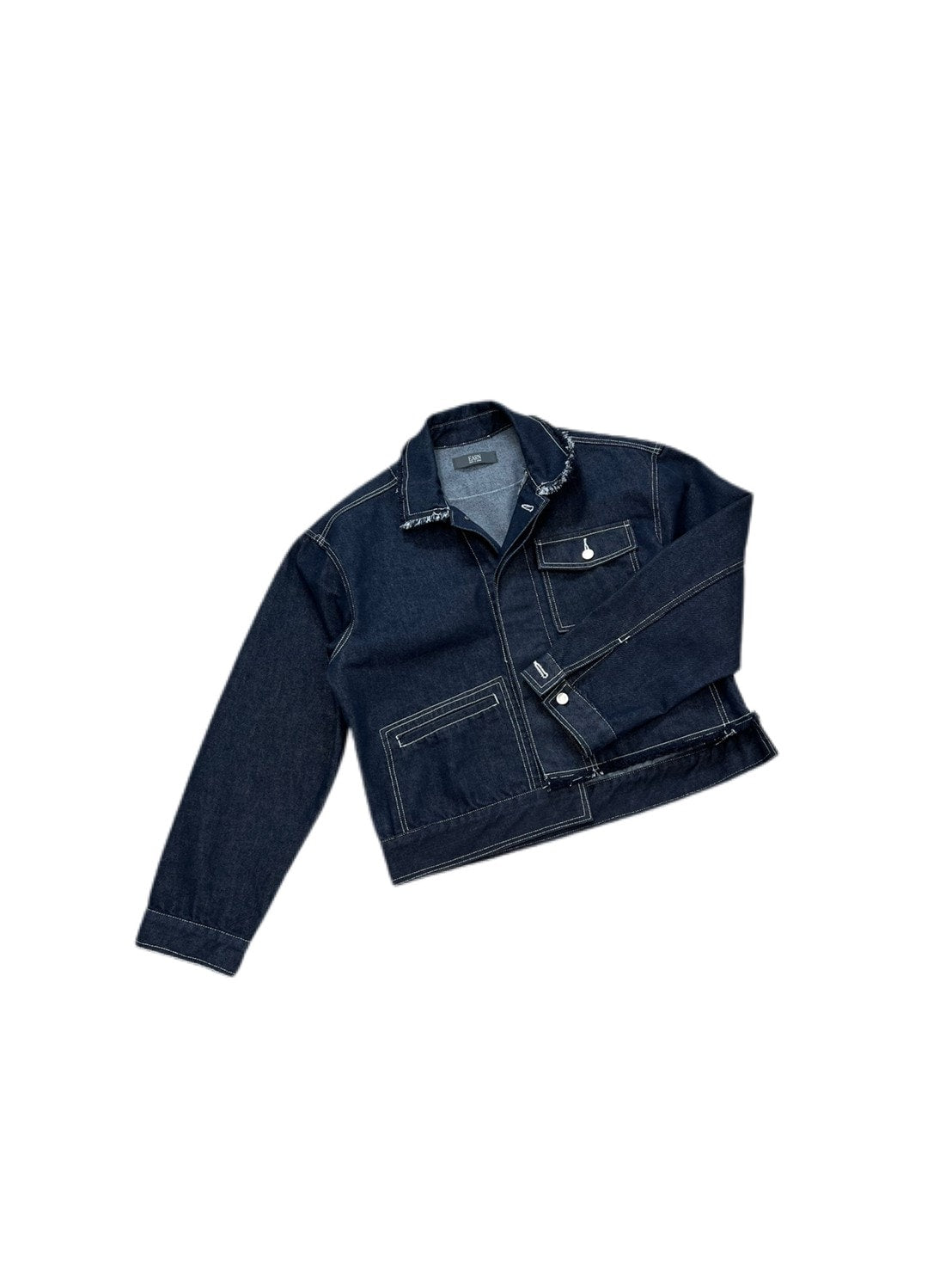 受注制【Chikashitsu +】cropped design denim jacket (2color)