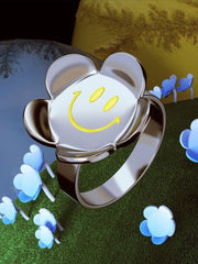 【LURS】 Fluorescent smiley flower ring