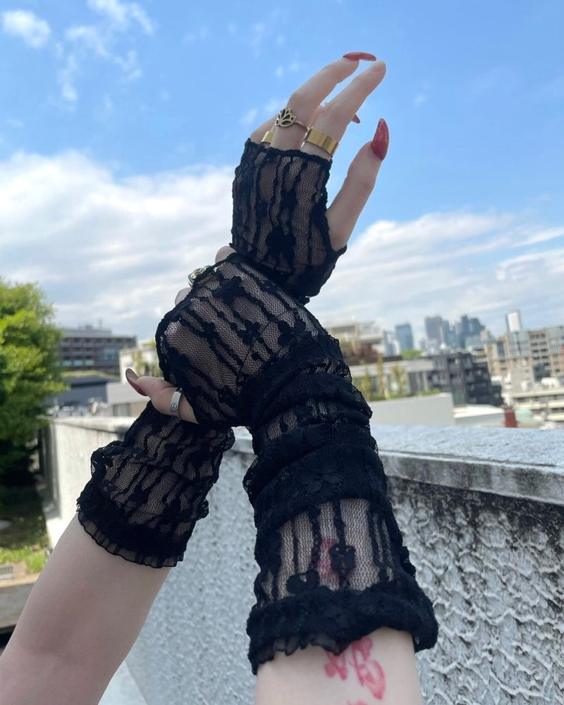 受注制【Never mind the XU】lace arm warmer