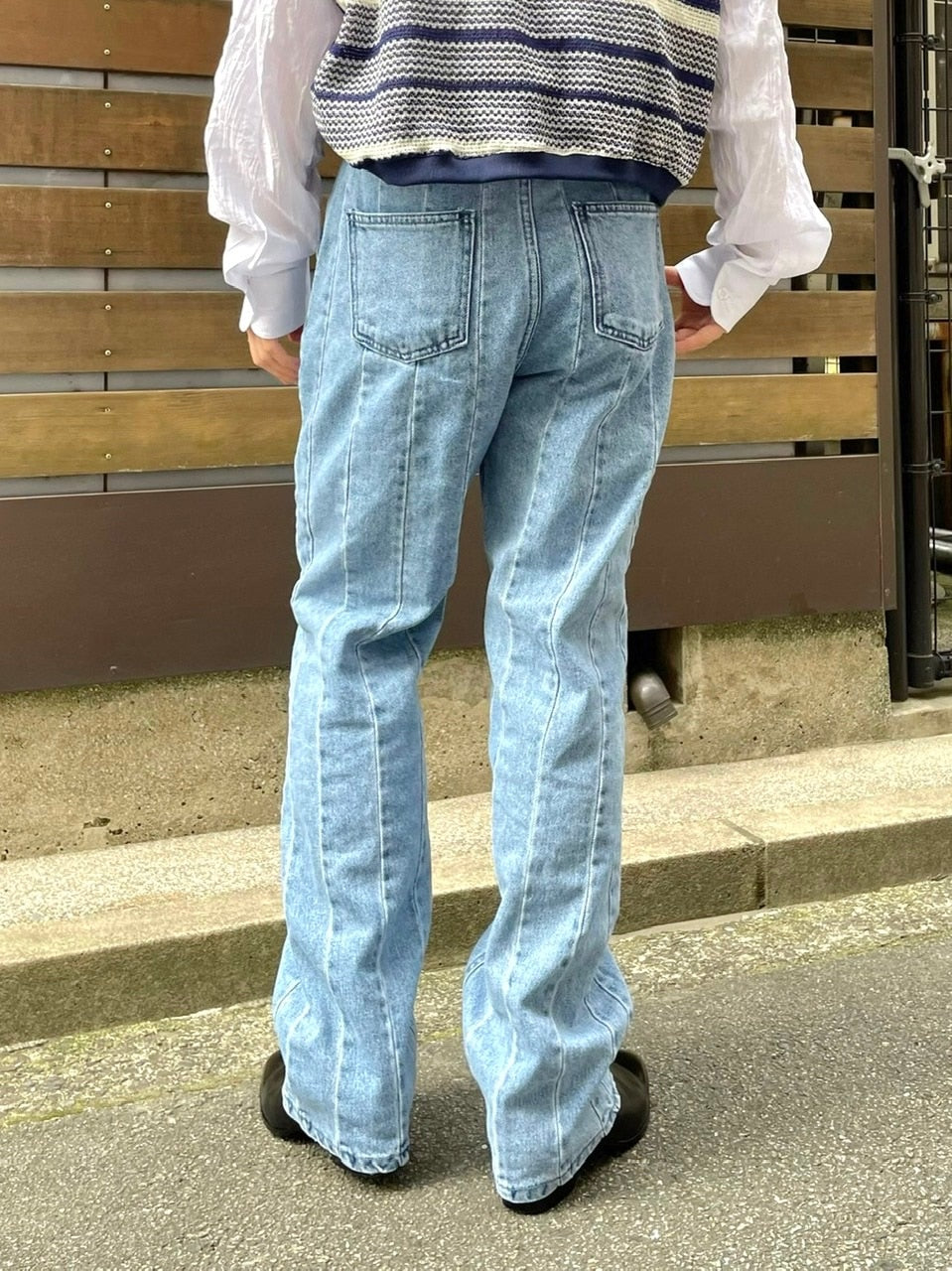 受注制【Chikashitsu +】stitch design denim pants (2color)