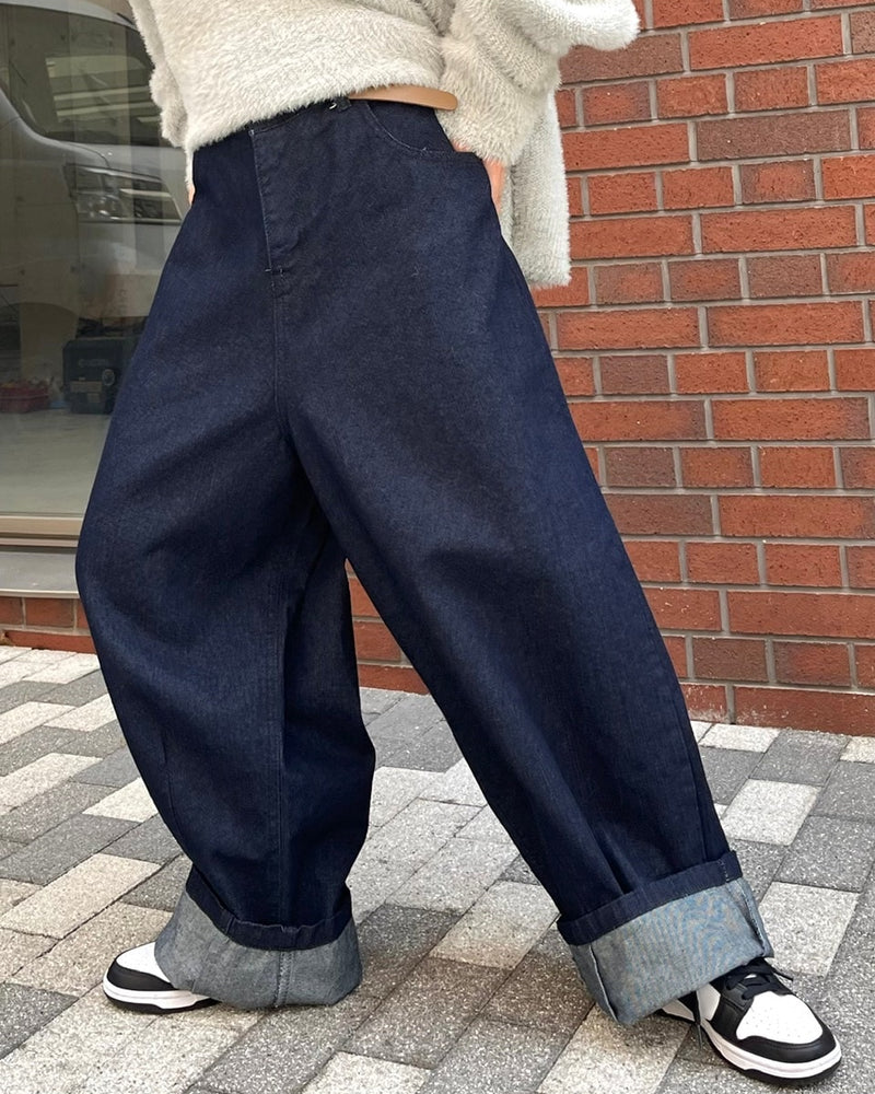 受注制【Chikashitsu +】super wide denim pants (4color)