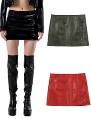 【runningHIGH】ENAMEL LEATHER MINI SKIRT