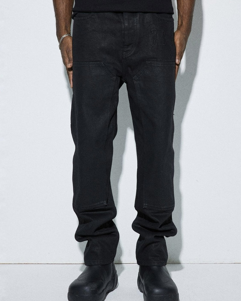 【MR. ENJOY DA MONEY】FLAME METAL LABEL DENIM SUIT PANTS