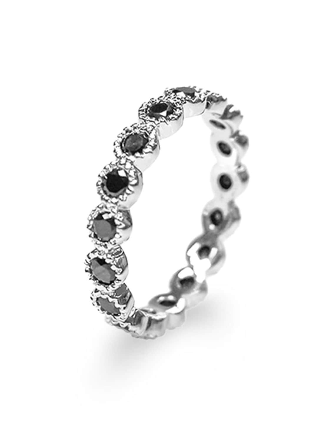 【BLACK PURPLE】TENNIS CHAIN CUBIC RING M