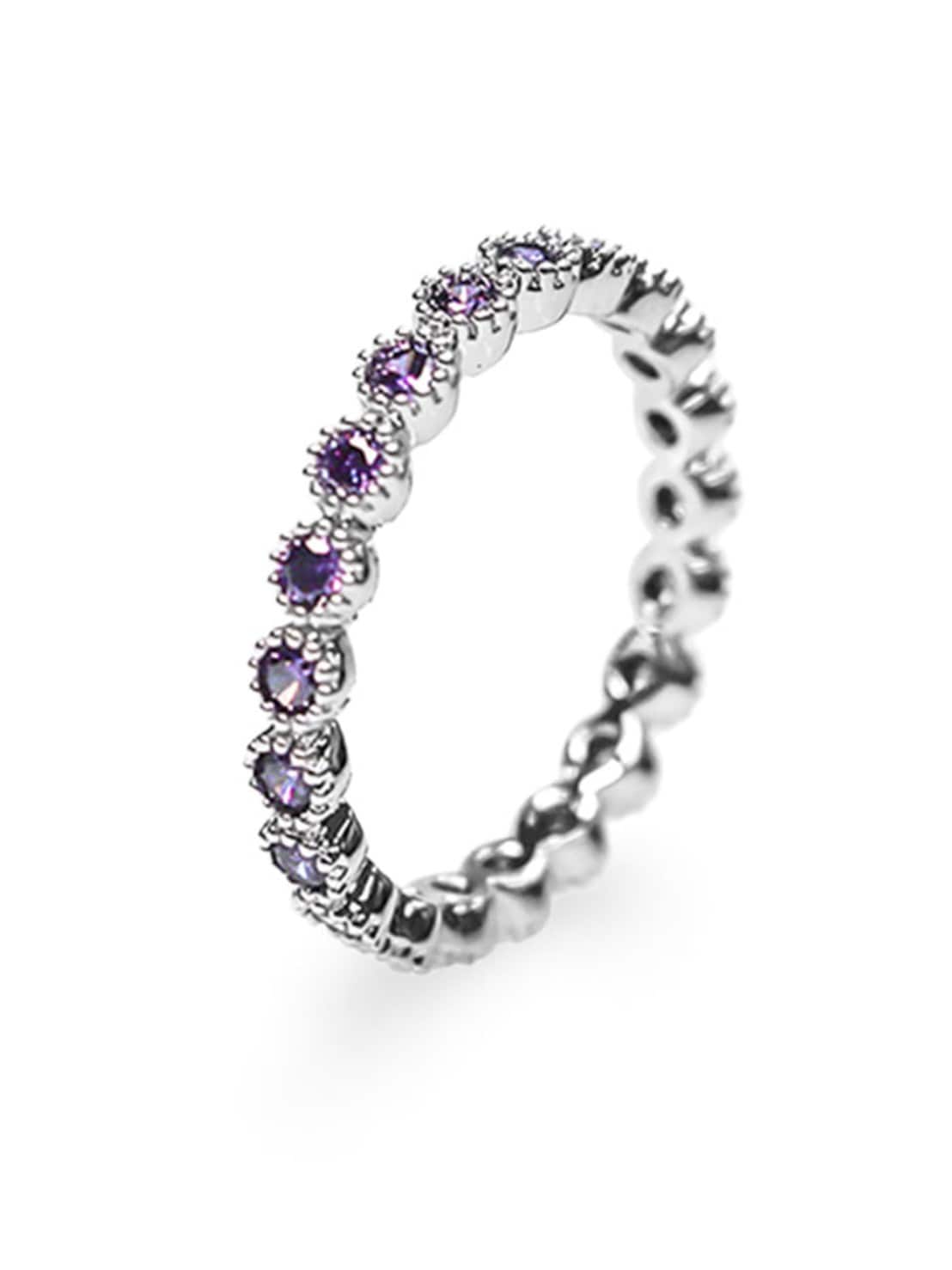 【BLACK PURPLE】TENNIS CHAIN CUBIC RING S