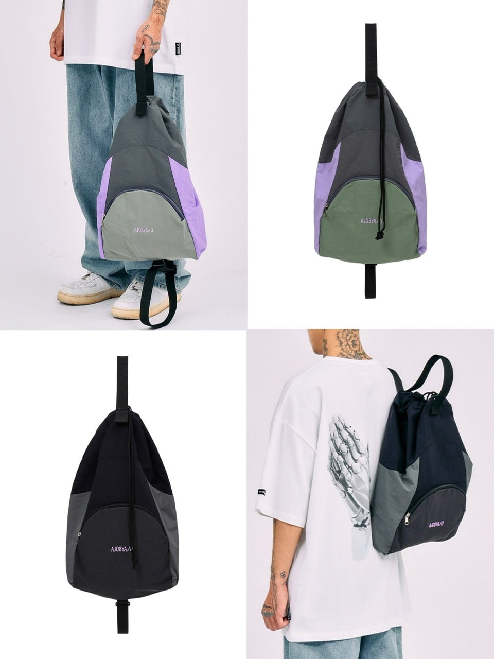 【AJOBYAJO】Multi Color Nylon Drawstring Bag