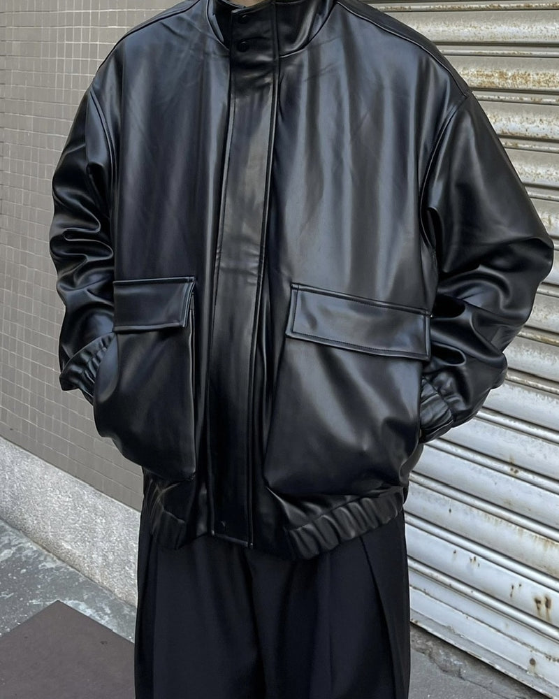 受注制【Chikashitsu +】leather bomber jacket