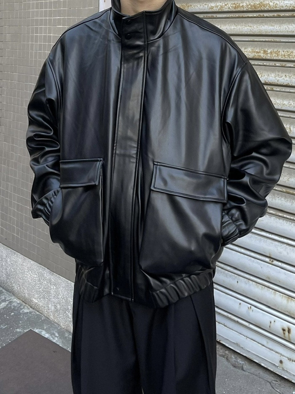 受注制【Chikashitsu +】leather bomber jacket