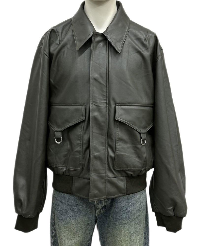 大阪店WEB限定【Chikashitsu +】double pocket leather jumper (3color)