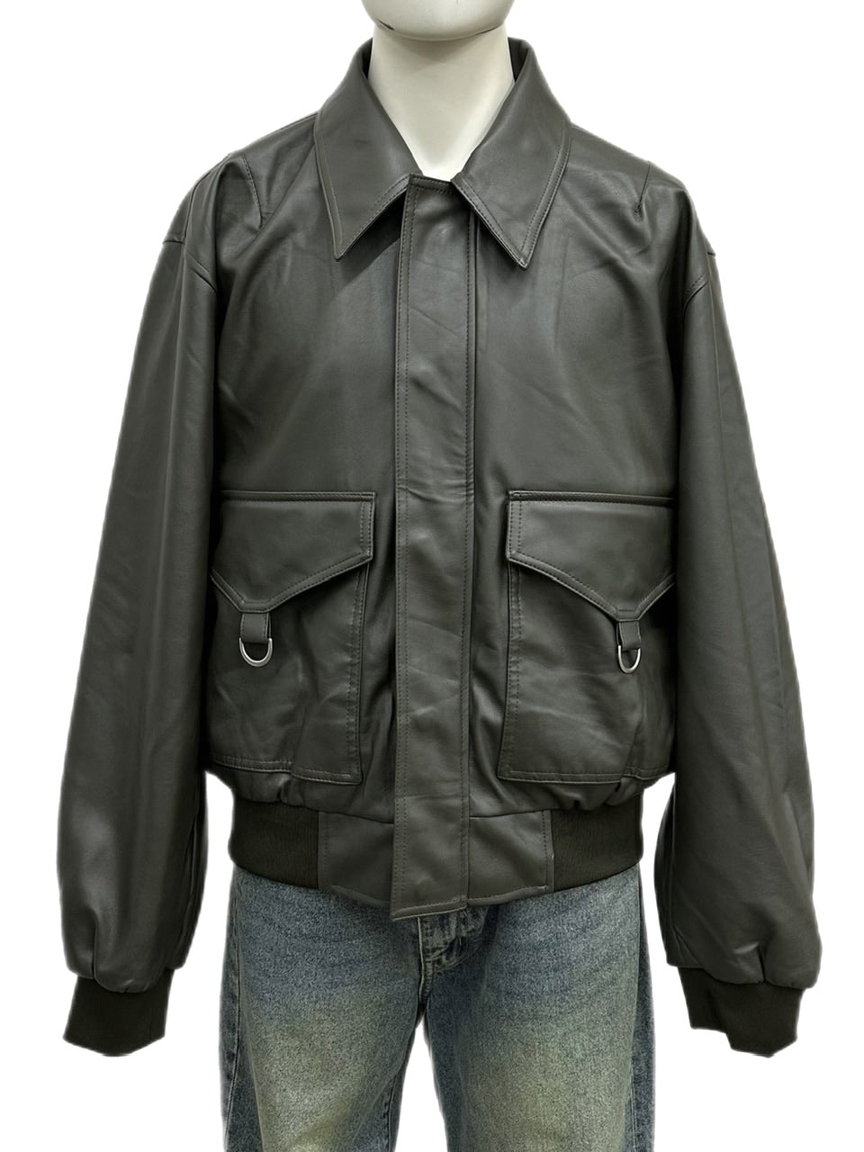 大阪店WEB限定【Chikashitsu +】double pocket leather jumper (3color)