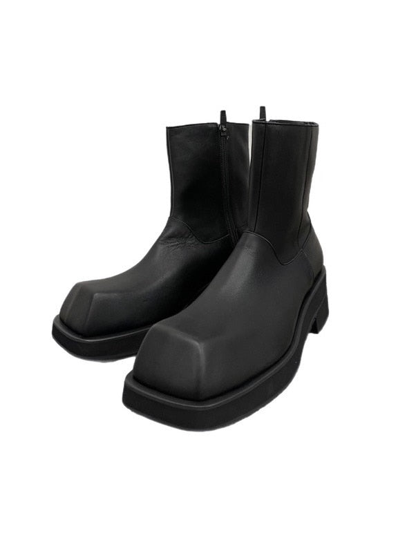 受注制【Chikashitsu +】square toe side zip boots