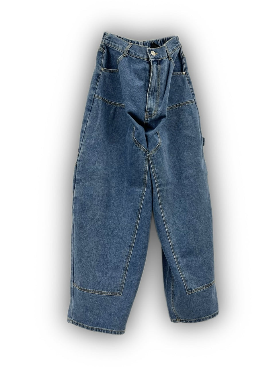 受注制【Never mind the XU】painter denim wide pants (2color)