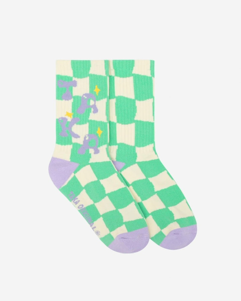 【TAKA ORIGINAL】logo checkerboard crew socks