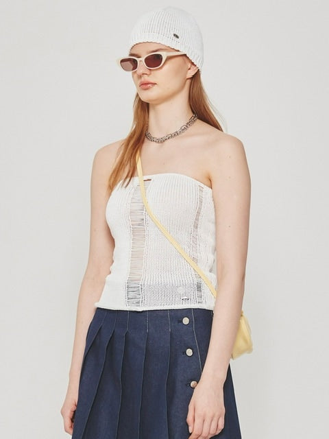 【CRANK】METAL LOGO KNIT TUBE TOP / 【クランク】メタルロゴニットチューブトップ