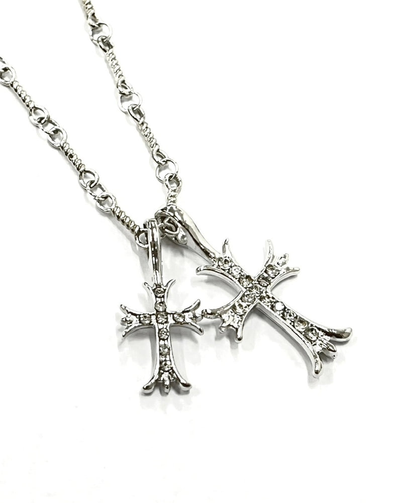 受注制【Never mind the XU】double cross necklace / 【ネバーマインドザエックスユー】ダブルクロスネックレスシルバーネックレス