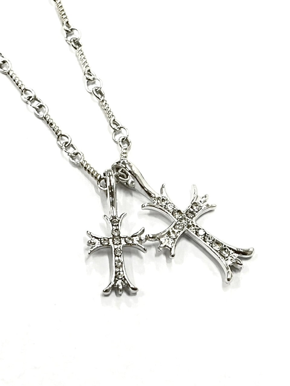 受注制【Never mind the XU】double cross necklace / 【ネバーマインドザエックスユー】ダブルクロスネックレスシルバーネックレス