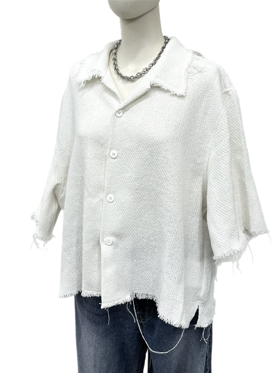 大阪店WEB限定受注制【Chikashitsu +】tweed cropped shirt (2color)