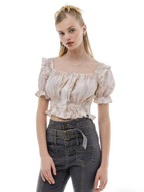 【runningHIGH】PUFF SLEEVE CROP BLOUSE