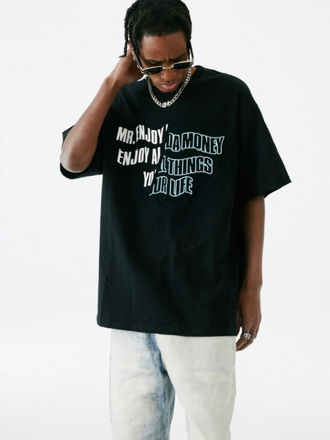 【MR. ENJOY DA MONEY】Cutting font short sleeves