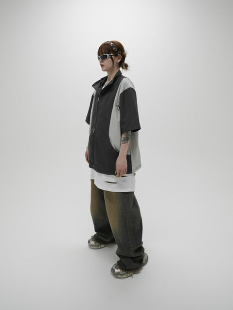 受注制【Never mind the XU】nylon zip up jacket (3color)