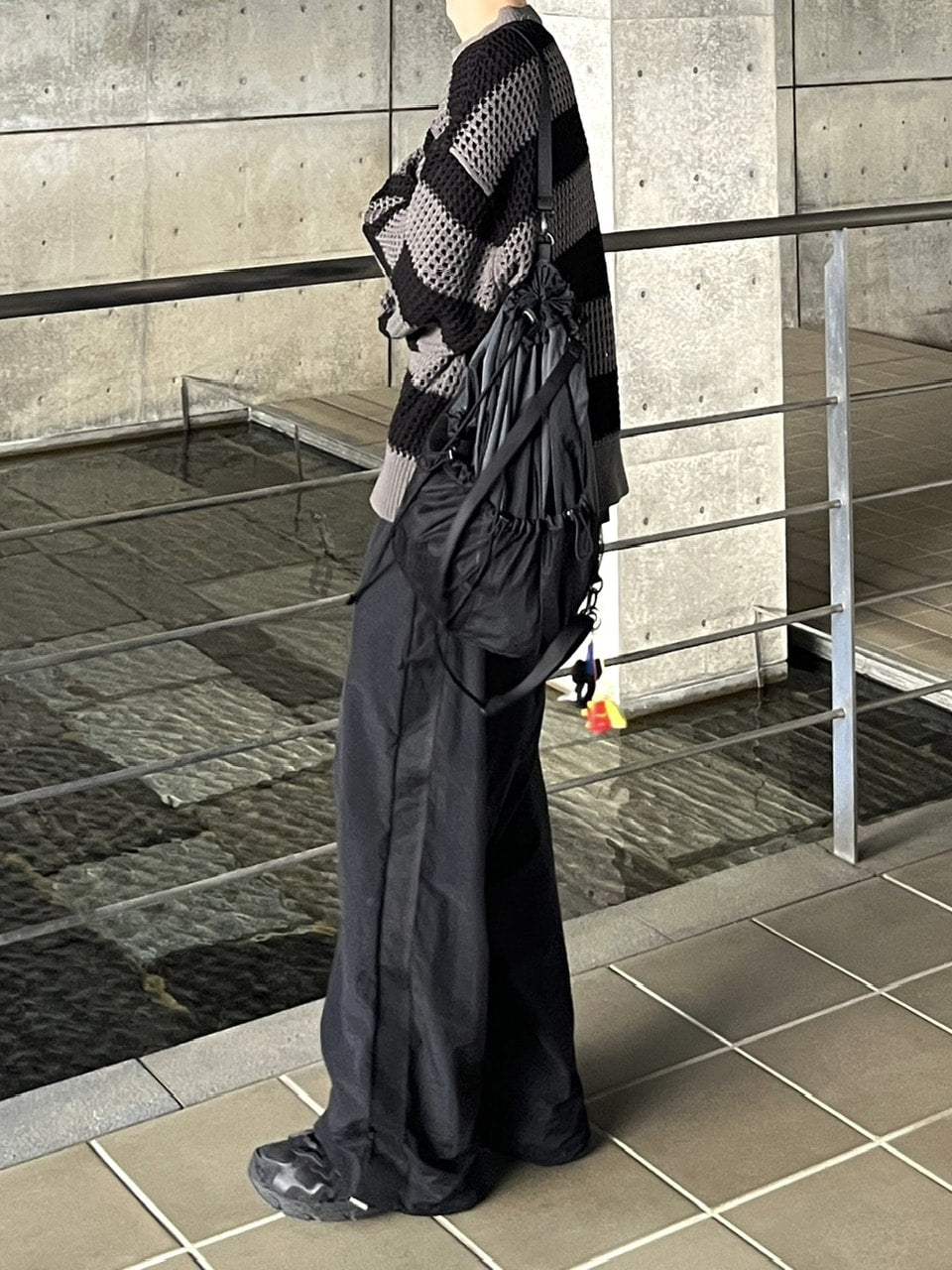 受注制【youll】mesh line wide pants (2color)