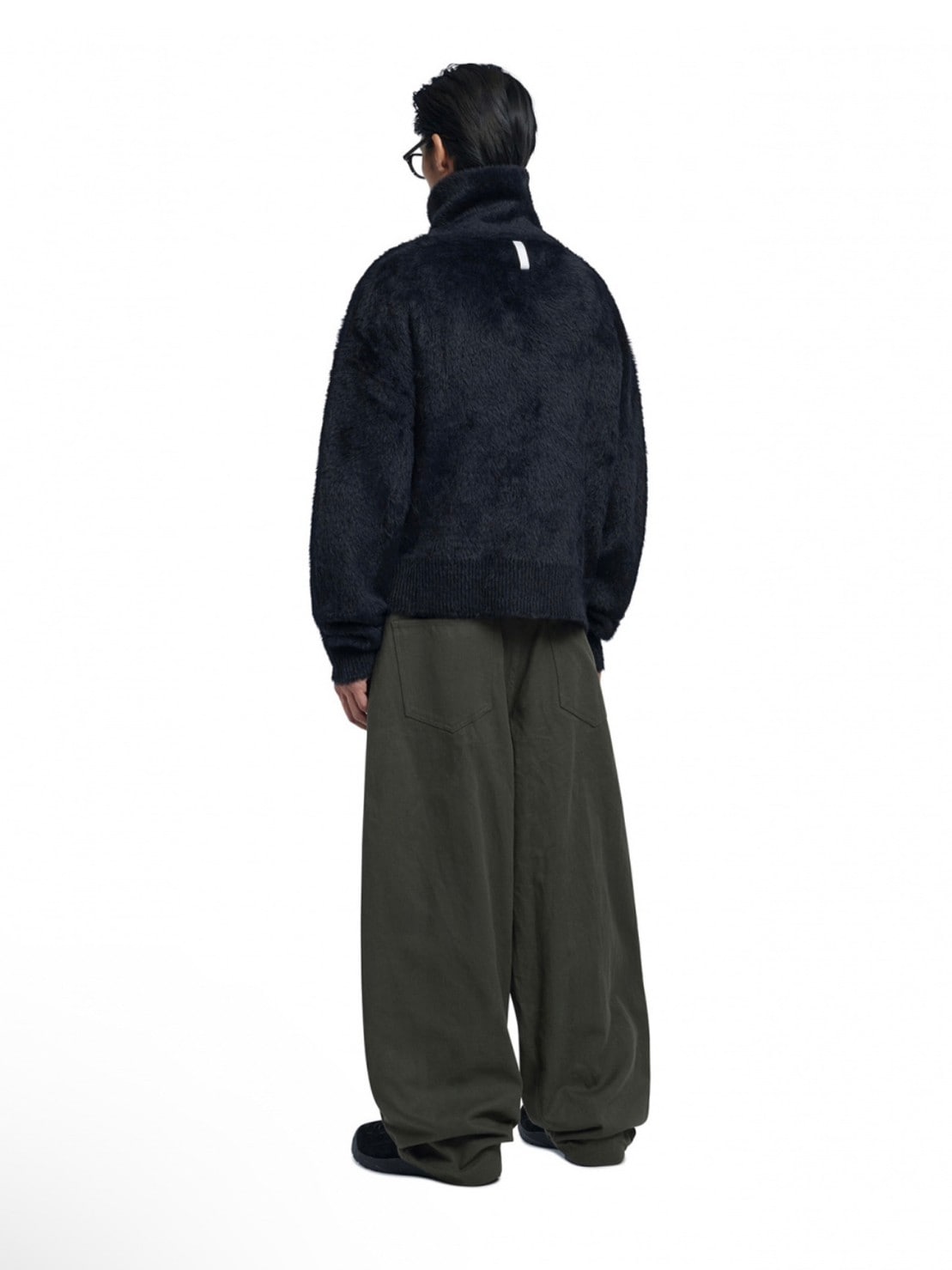 【NOMANUAL】HIGH NECK HAIRY KNIT ZIP-UP