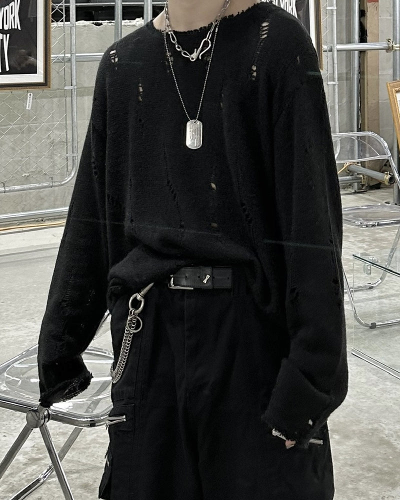大阪店WEB限定受注制【Chikashitsu +】damage mohair knit (3color)