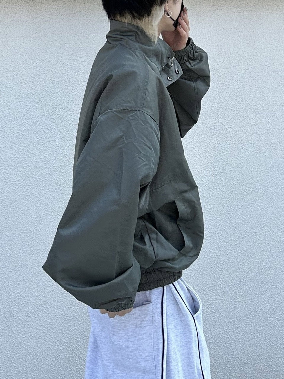 大阪店WEB限定受注制【Chikashitsu +】high neck bomber jacket (2color)
