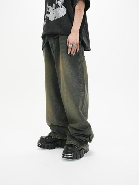 受注制【Never mind the XU】setup denim pants (2color)