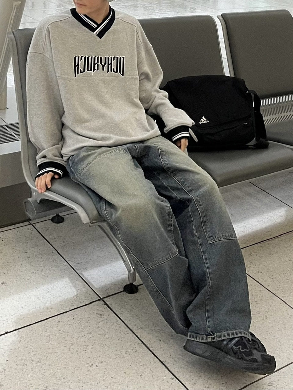 受注制【youll】double knee wash deinm wide pants