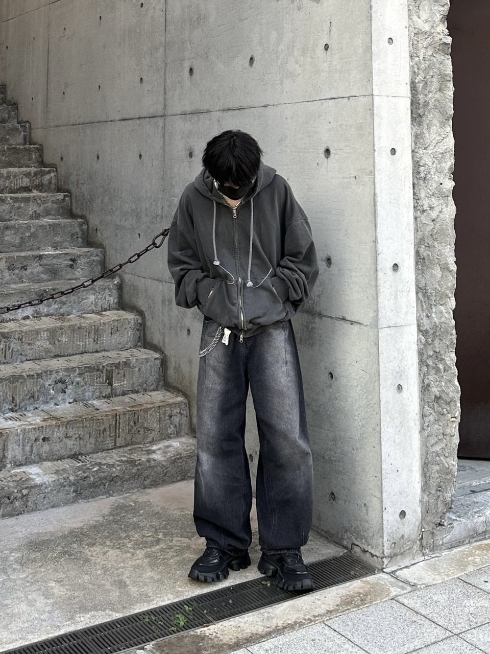 大阪店WEB限定受注制【Chikashitsu +】damage zip up hoodie (3color) / 【チカシツプラス】ダメージ長袖ジップアップパーカー