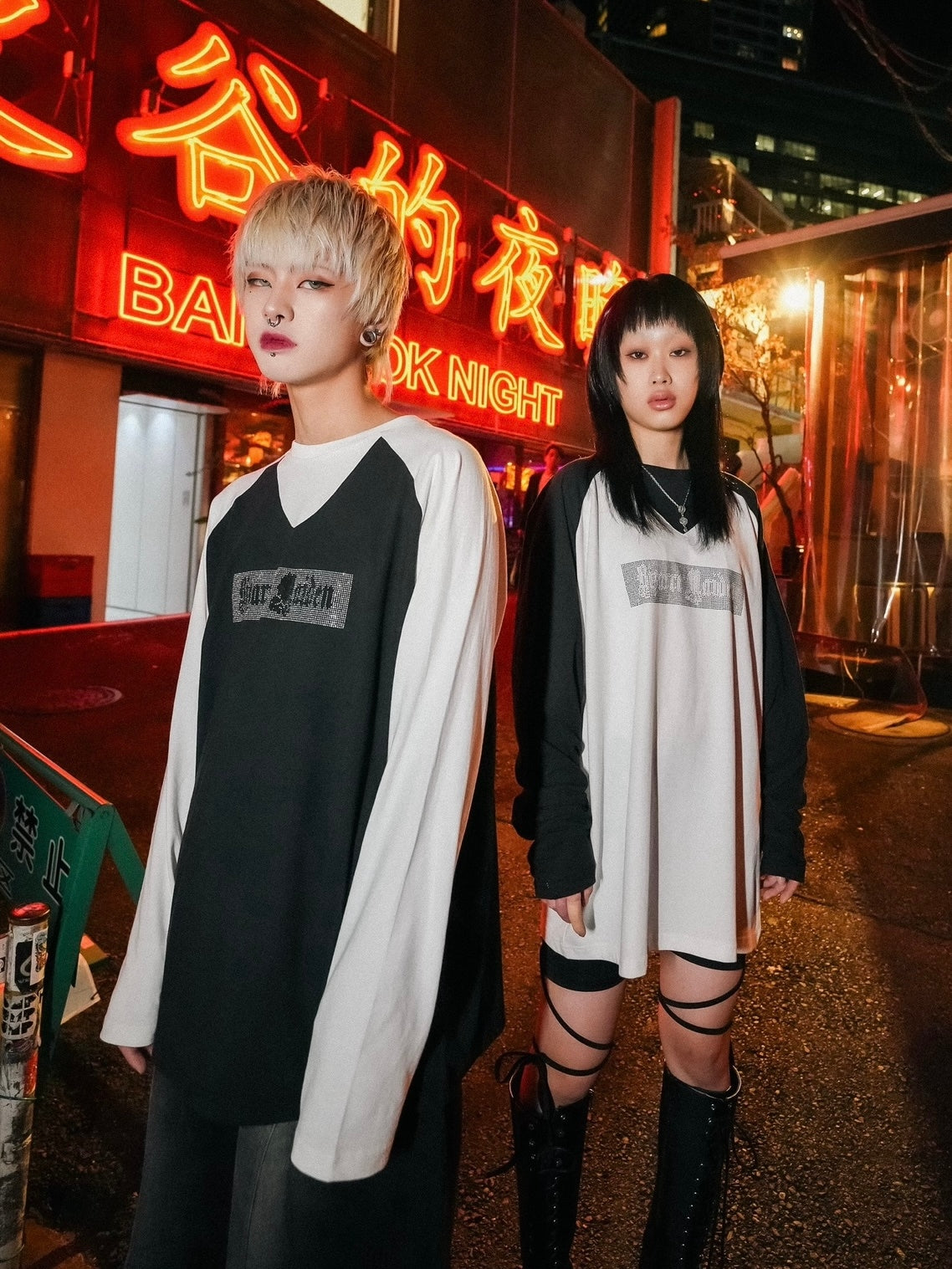 【Bizarre Maiden】rhinestone logo raglan tee (2color) / 【ビザールメイデン】ラインストーンロゴラグラン長袖Tシャツ