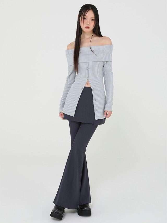 【Uglyshadow】BEAD KNIT OFF-SHOULDER / 【アグリーシャドウ】ビーズロングオフショルダー長袖カーディガン