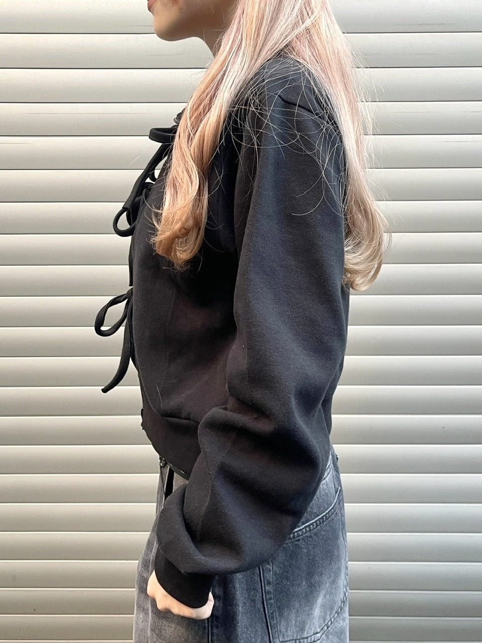 受注制【nmtc +】ribbon zip up jacket (2color) / 【エヌエムティーシープラス】リボンジップアップ長袖ジャケット