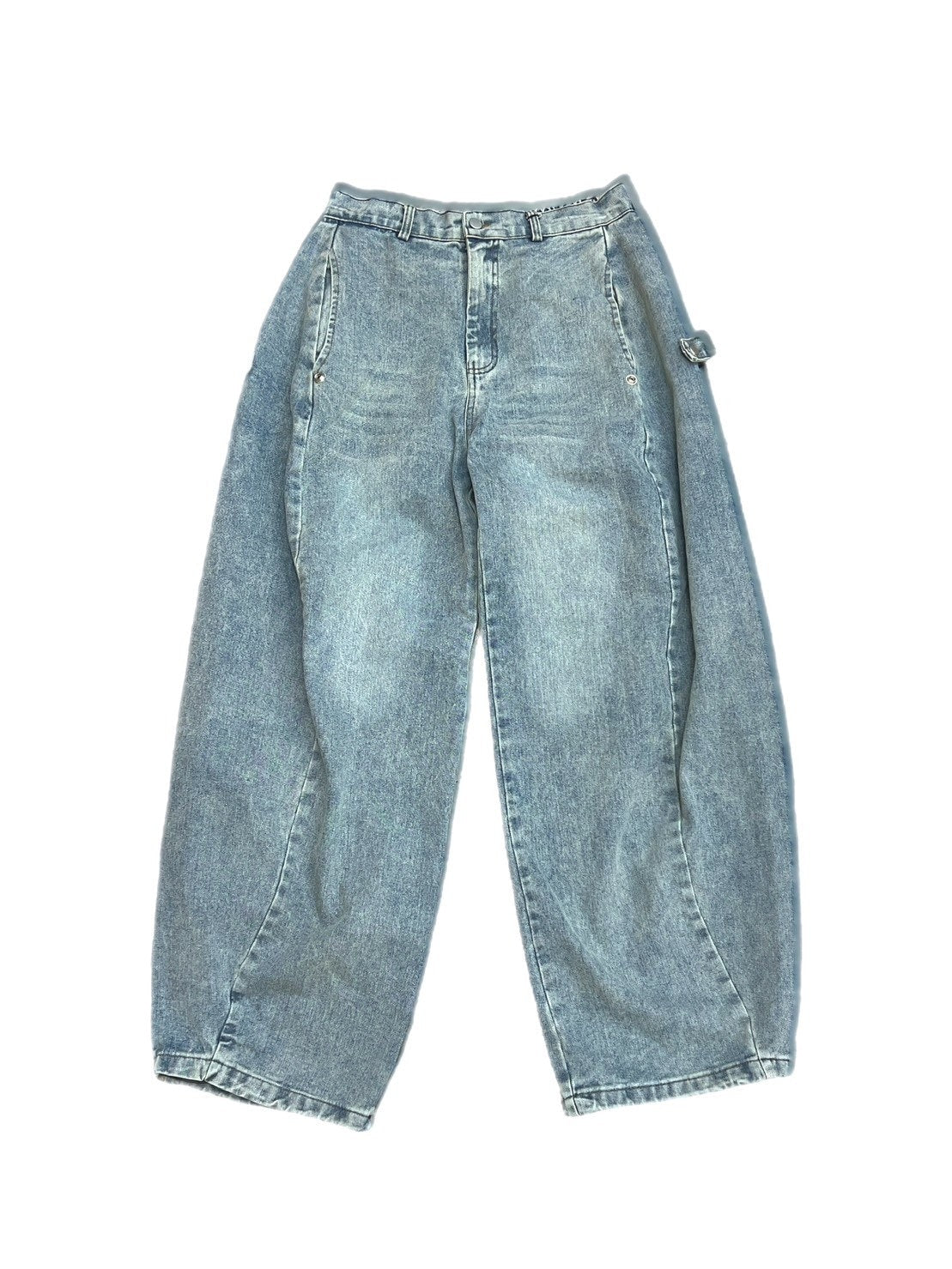 受注制【Chikashitsu +】side snap balloon denim pants (2color)