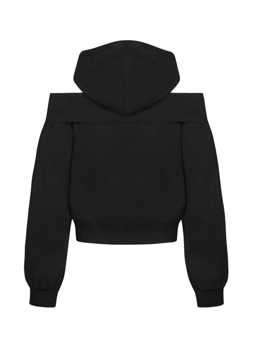 【NOT KNOWING】Open Shoulder Zip Up Hoodie / 【ノットノーイング】オープンショルダージップアップパーカー