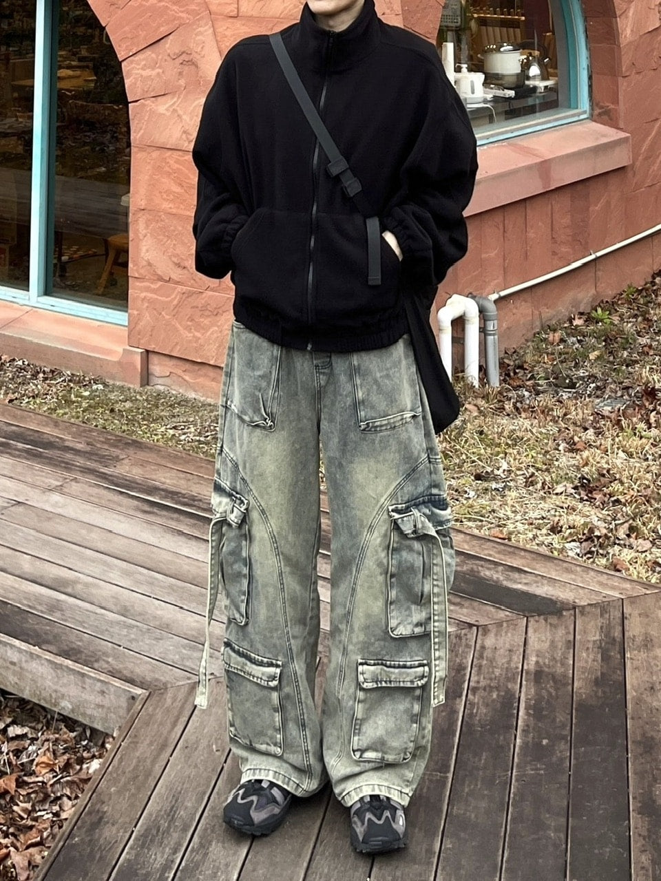 受注制【youll】multi pocket denim cargo pants