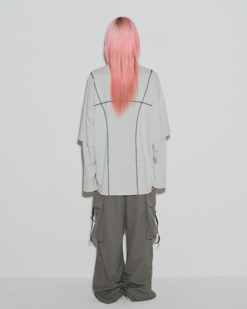 【SETUP‐EXE】LAYERD SLEEVE STITCH T-SHIRT