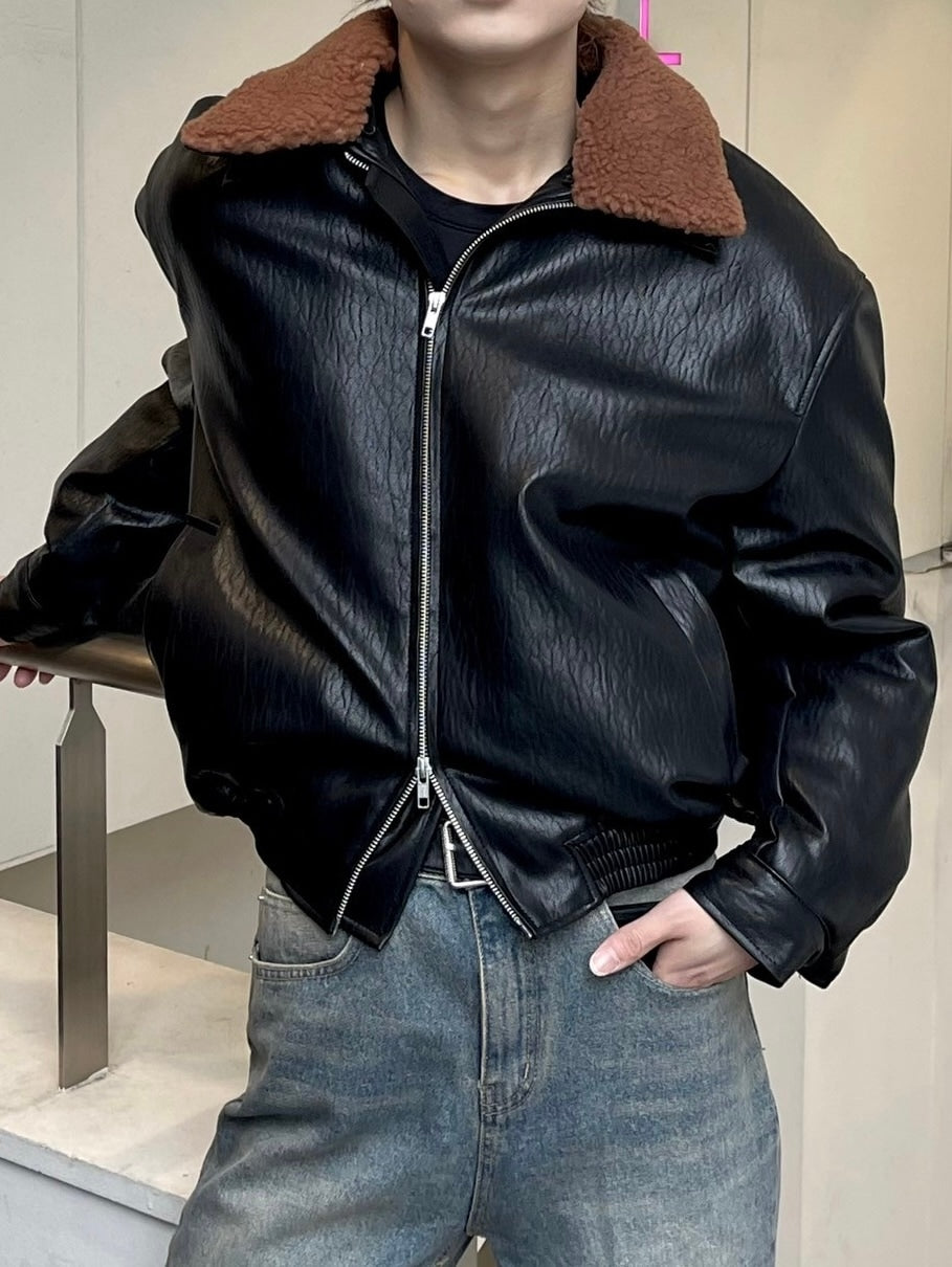 受注制【Chikashitsu +】biker leather mustang jacket