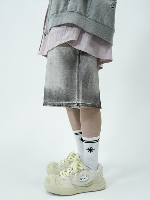 受注制【nmtc +】grunge processing denim shorts