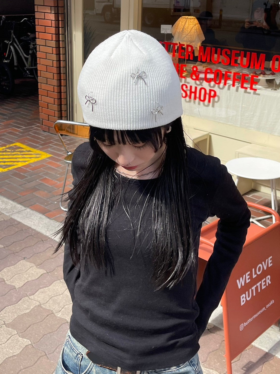 受注制【Chikashitsu + LADIES】ribbon beanie (3color)