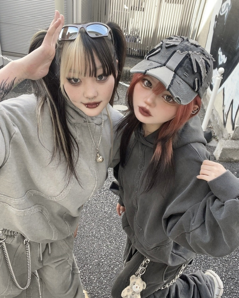 受注制【Never mind the XU】set up design pigment hoodie (2color)